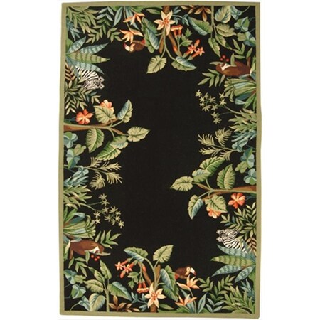 Safavieh 3 ft. x 3 ft. Round- Country and Floral Chelsea Black And Green Hand Hooked Rug HK295B-3R